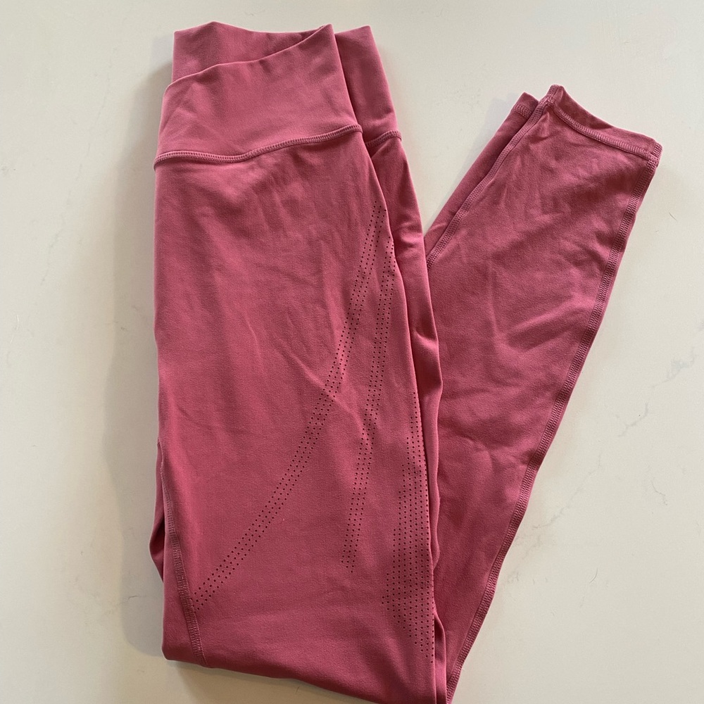 Pink alphalette v cut high waisted leggings